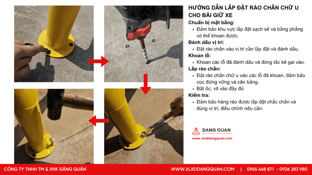 Hướng Dẫn Lắp Đặt Rào Chắn Chữ U Cho Bãi Giữ Xe