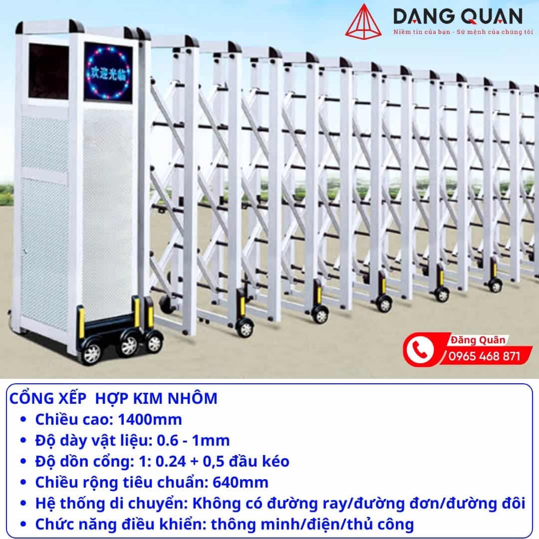 cổng xếp hợp kim nhôm cao 1met4 DQ22