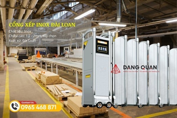 Cổng xếp inox Đài Loan