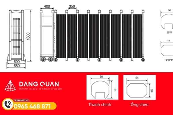 Kích thước chiều rộng cổng xếp