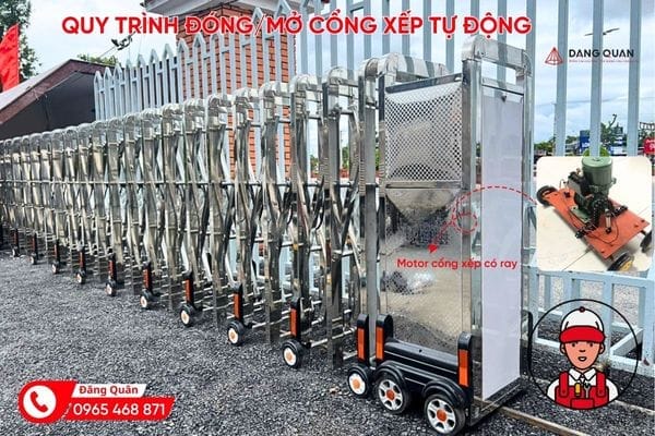 Quy trình đóng mở cổng xếp tự động