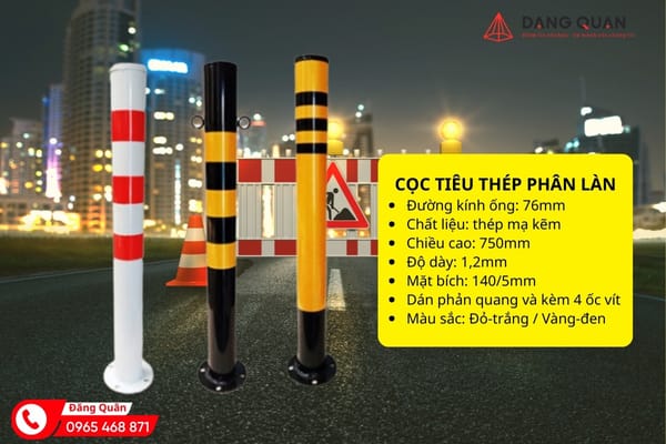Cột chắn thép phân làn