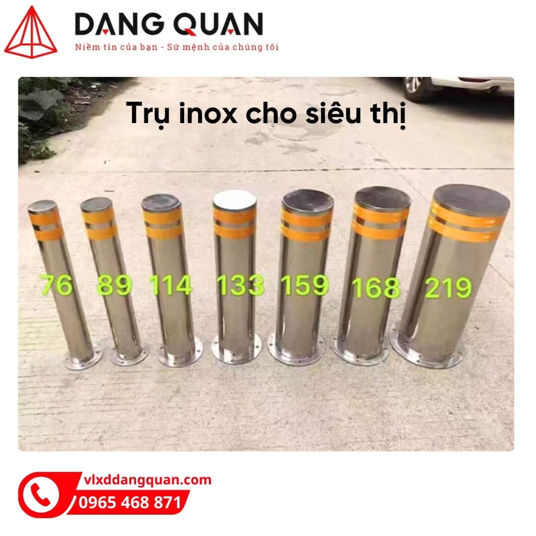 báo giá mẫu trụ inox chặn xe lắp trước cổng siêu thị