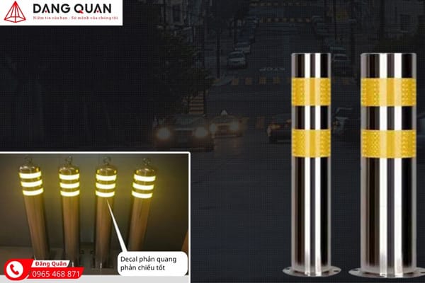 Trụ inox dán phản quang chống va chạm