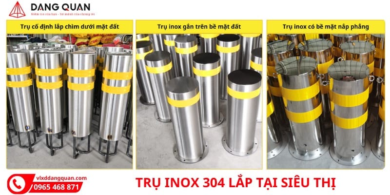 Trụ inox 304 lắp trước siêu thị