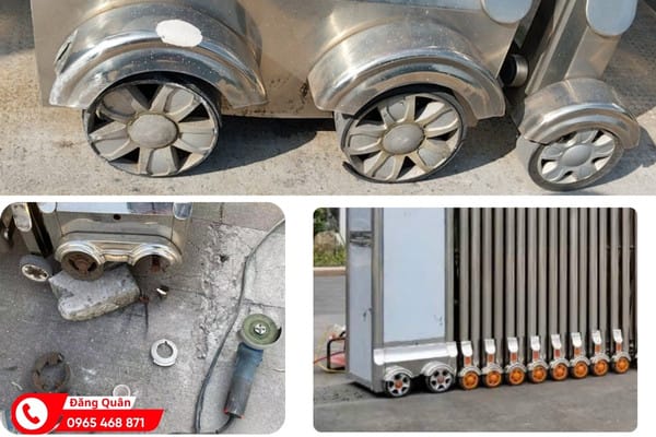 Thay bánh xe cổng xếp