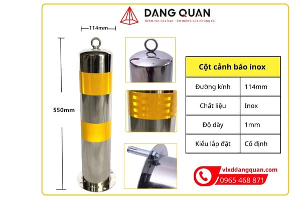 Thông số trụ inox chặn xe tại siêu thị đăng quân