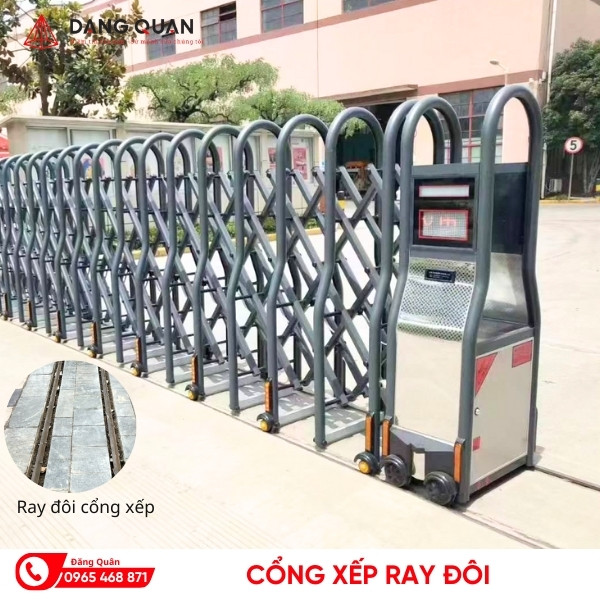 Cổng xếp nhôm ray đôi ở Hậu Giang