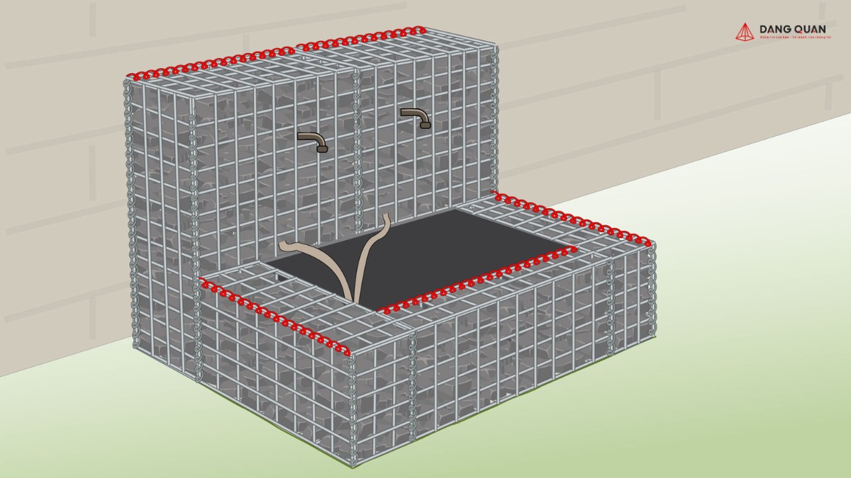 Bước 15: Cố định nắp rọ