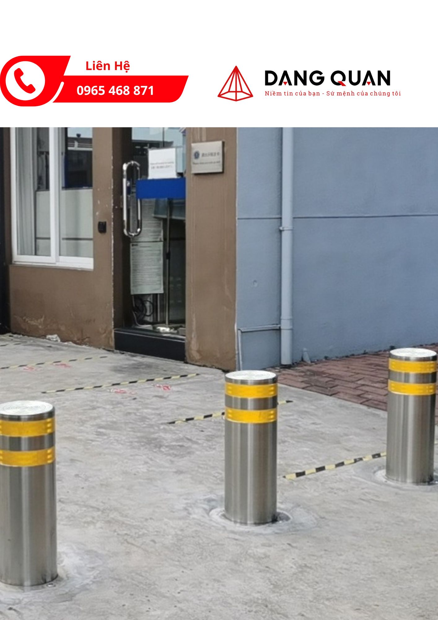 Trụ inox phản quang 304 cảnh báo ban đêm
