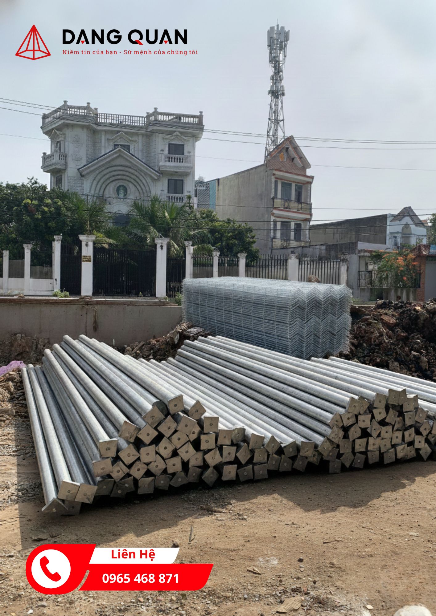 Trụ thép vuông sơn tĩnh điện
