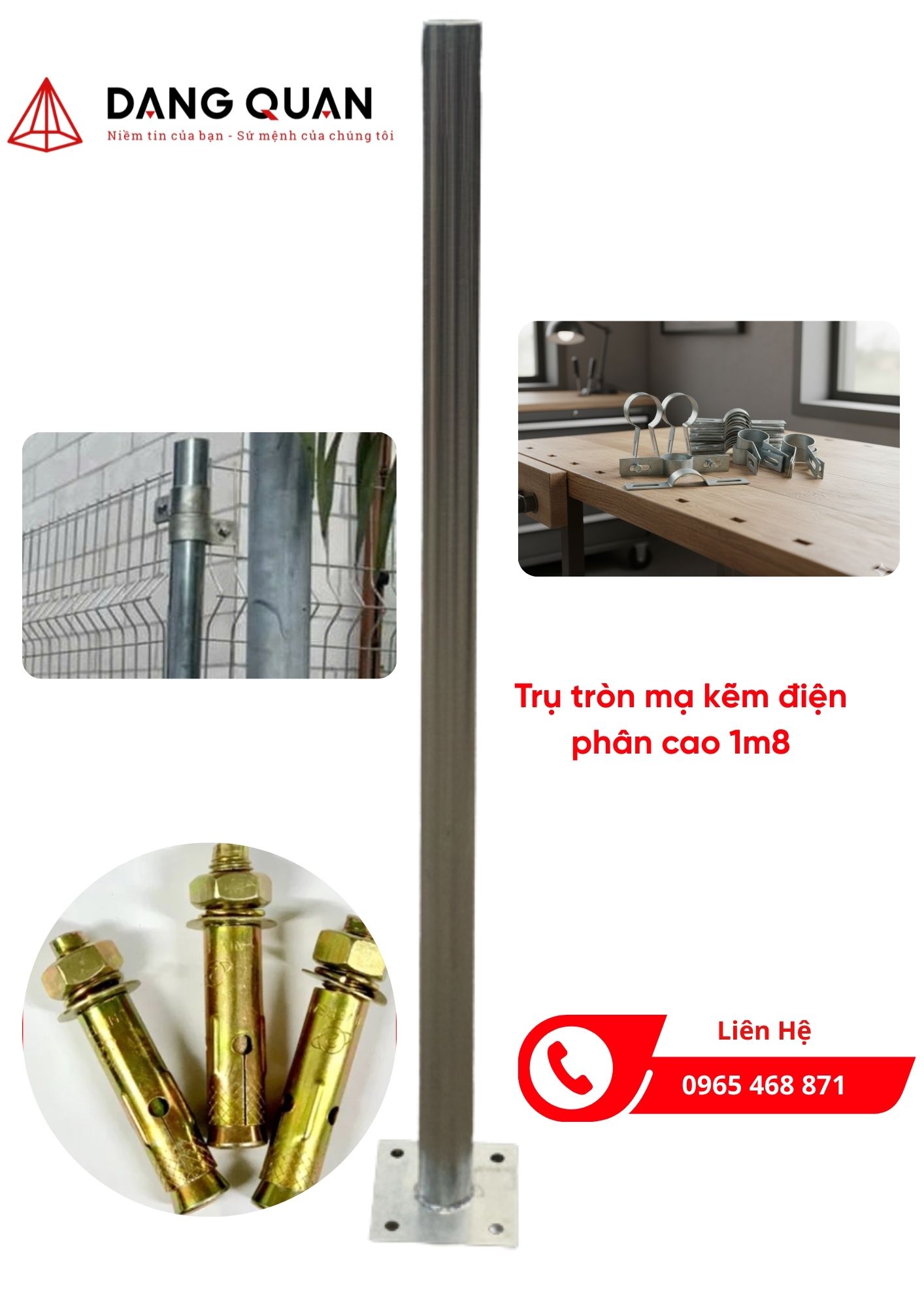 Trụ gắn lưới thép vuông kiên cố