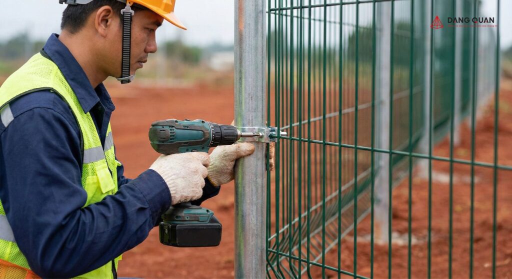 Đội ngũ Đăng Quân thi công hàng rào lưới thép hàn tại Gia Lai