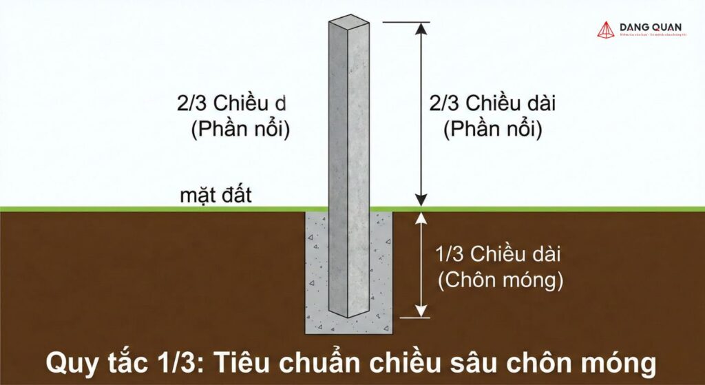 Quy tắc chôn cột bê tông không làm nghiêng hàng rào