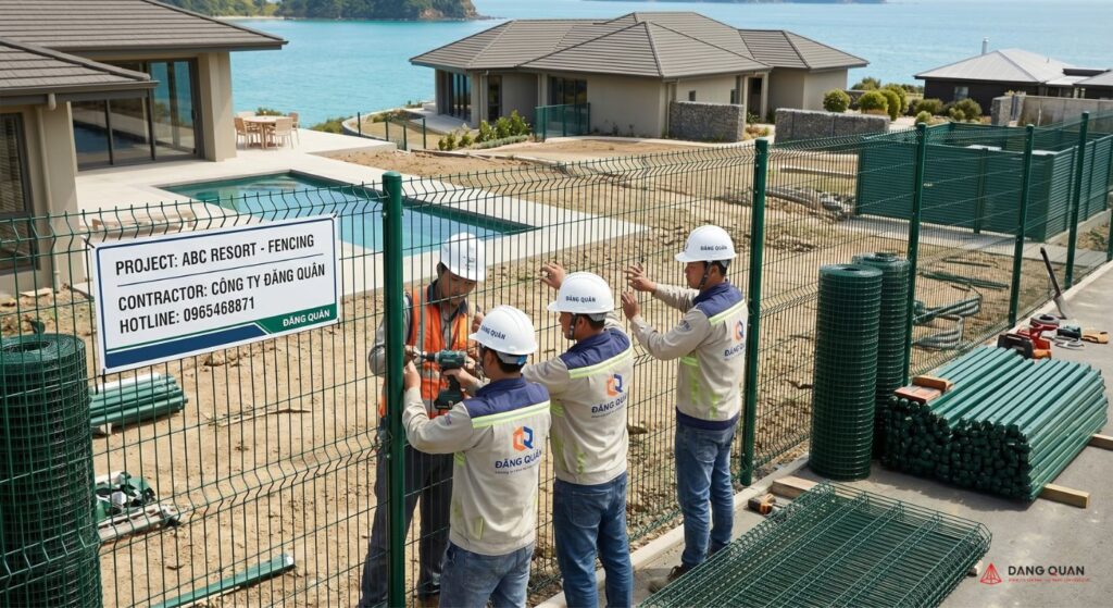 Công ty Đăng Quân thi công hàng rào lưới thép hàn cho khu resort