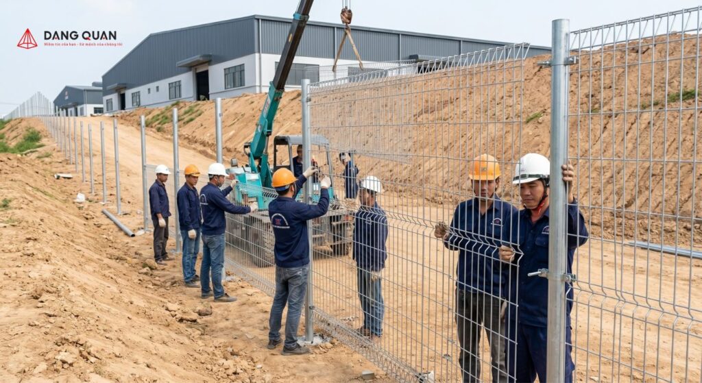 Đội ngũ Đăng Quân thi công hàng rào lưới thép hàn tại Bắc Giang