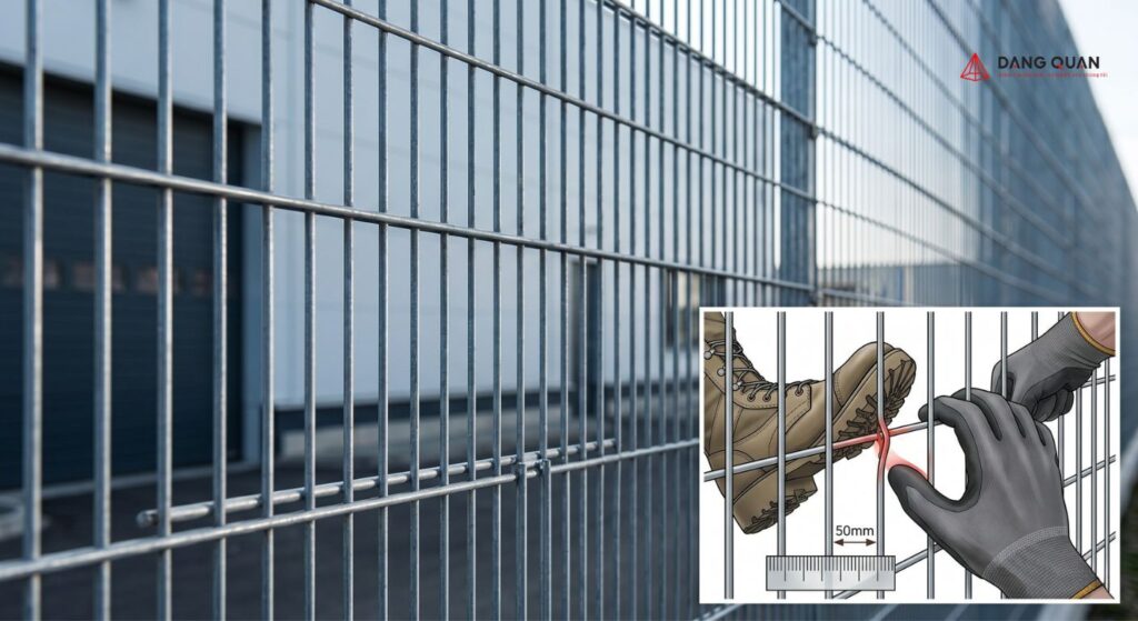 Thiết kế ô lưới của hàng rào lưới thép hàn chống leo trèo