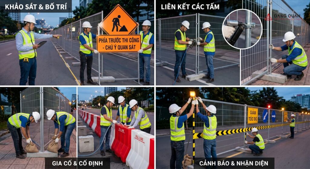 Cách lắp đặt hàng rào di động chuẩn an toàn