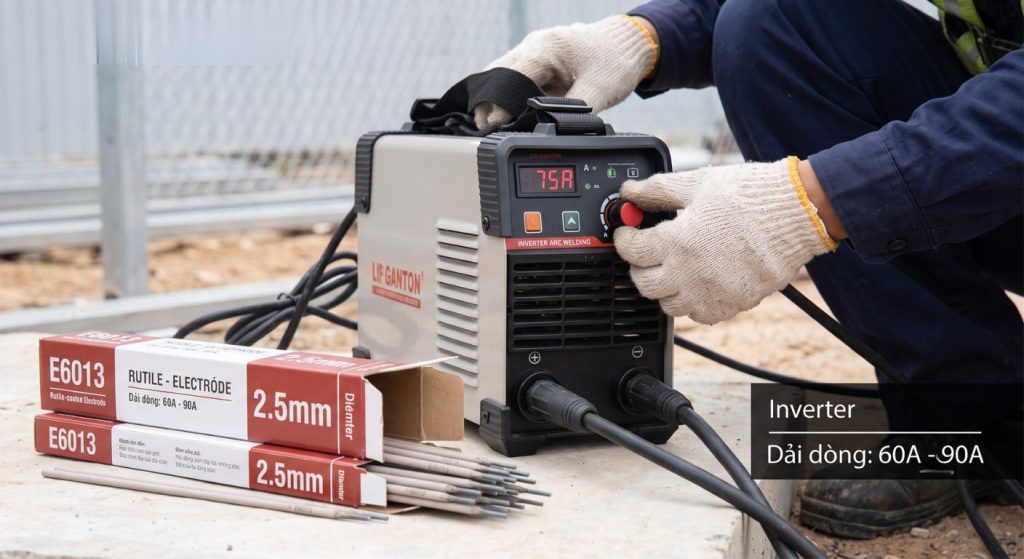 Chọn máy hàng Inverter, que hàn nhỏ để hàn lưới B40