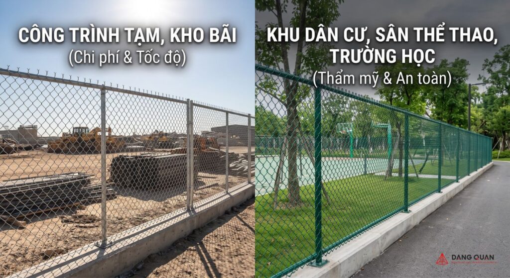 Nên dùng lưới B40 mạ kẽm ở công trình ngoài trời và lưới bọc nhựa ở công trình thẩm mỹ