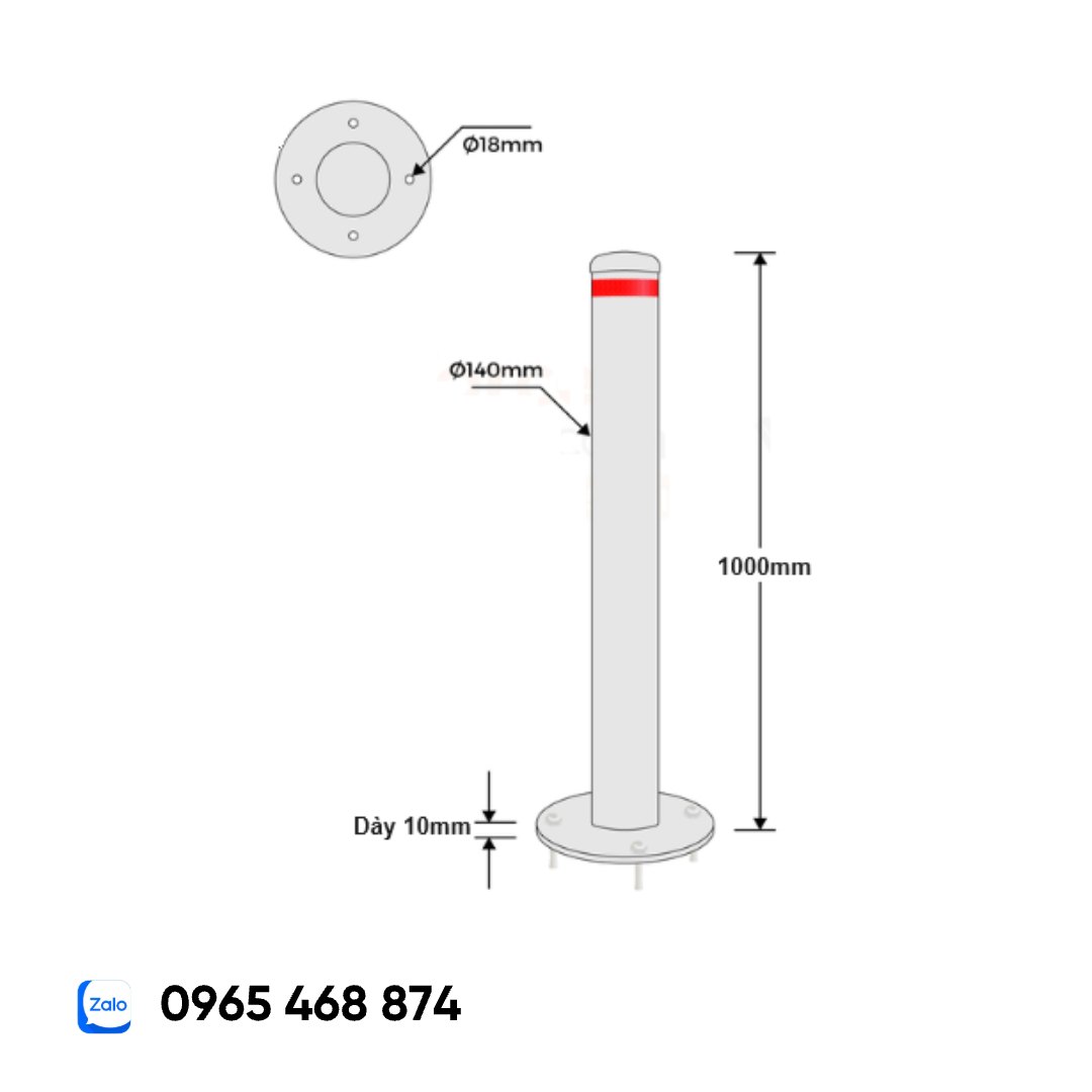 cột chắn bollard 1m thép mạ kẽm