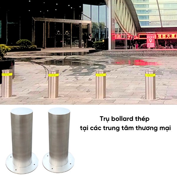 cột chắn bollard an ninh tại trung tâm thương mại