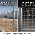 So sánh tấm lưới không khung chấn sóng bắt bát vào trụ tròn quanh nhà xưởng và tấm lưới bọc khung thép hộp làm vách ngăn trong xưởng